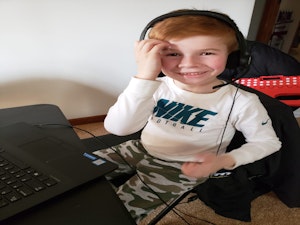 Tracy Dwyer's 10 year old son Chase, working just like his mommy.